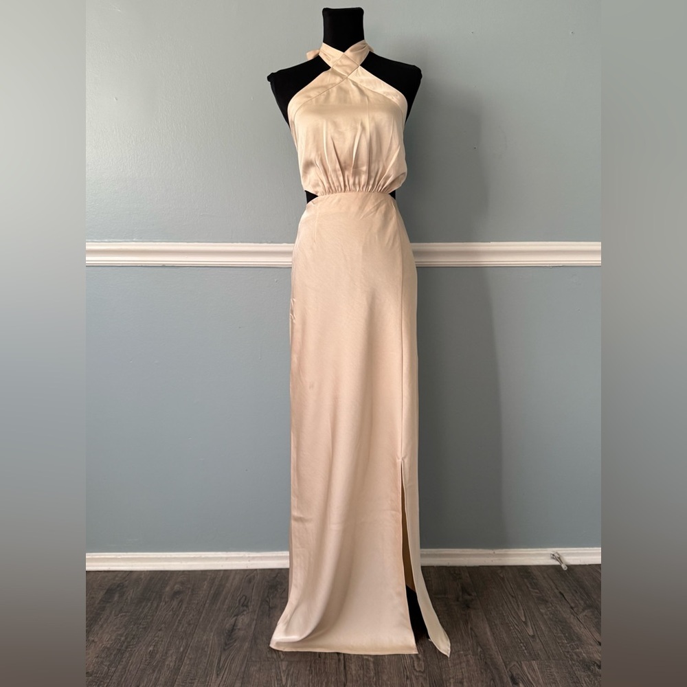 MINKPINK Shampagne Cream Backless Halter Dress L